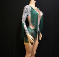 Emerald poison fringe leotard