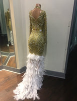 Gold angels crystals dress prom/wedding