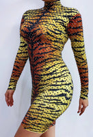 Sim ba dress gold, orange and black