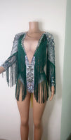 Emerald poison fringe leotard