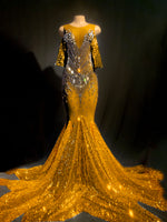 Golden Gold Queen dress prom / wedding