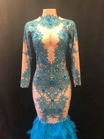 Aqua wine dress Blue