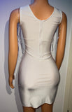 Noelle knee length dress silver and white