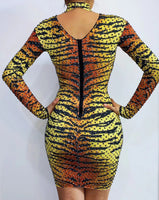 Sim ba dress gold, orange and black