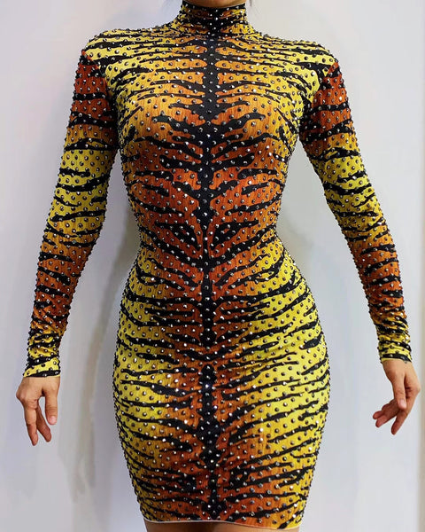 Sim ba dress gold, orange and black