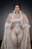 CERAMIC QUEEN BODYSUIT with detachable cape brown