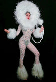 Wild king bodysuit party & events costume white