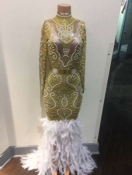 Gold angels crystals dress prom/wedding