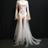 Angel Pearl leotard dress white