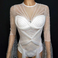 Angel Pearl leotard dress white