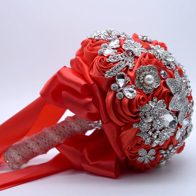 Crystal flower bouquet bright red