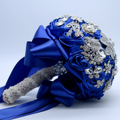 Crystal flower bouquet royal blue