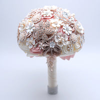 Crystal flower bouquet cream and pink