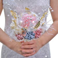 Crystal flower bouquet pink orb and gold