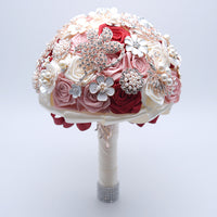 Crystal flower bouquet cream and red