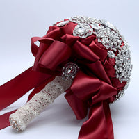 Crystal flower bouquet red and silver